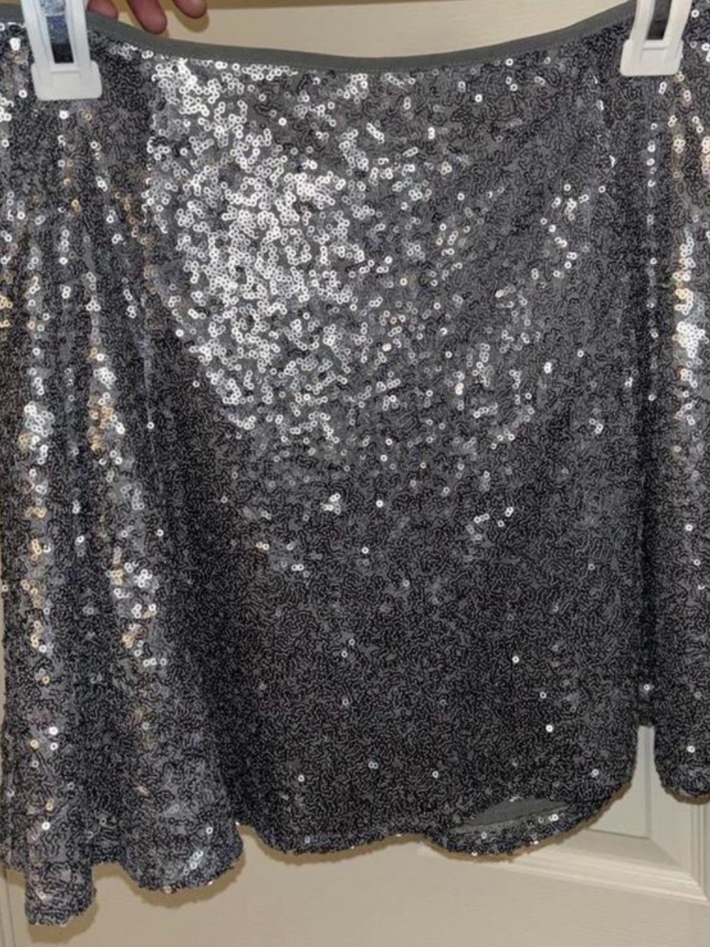 Silver sequin mini skirt Sz M